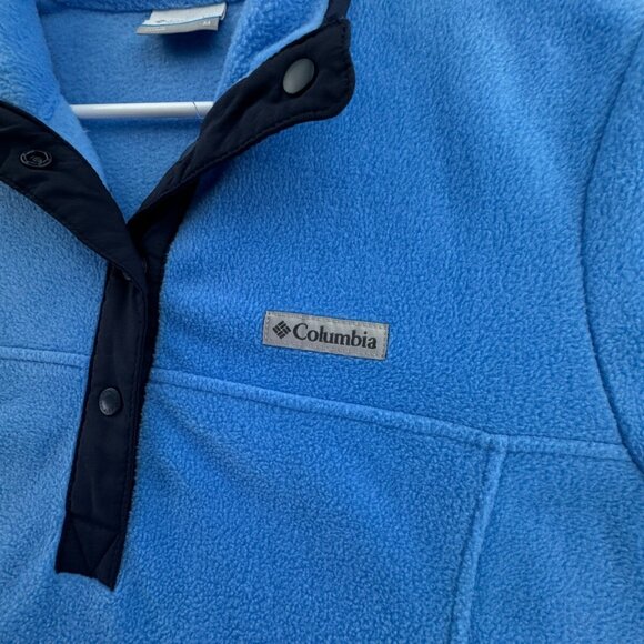 Columbia Blue Fleece Pullover Top Women Medium Long Sleeve 1/4 Snap Adult Soft - Picture 8 of 11